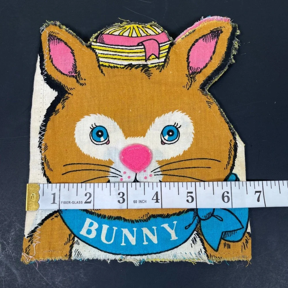 Vintage 1981 Little Simon Bunny‎ Fabric Book Page Panel Easter Spring Handmade